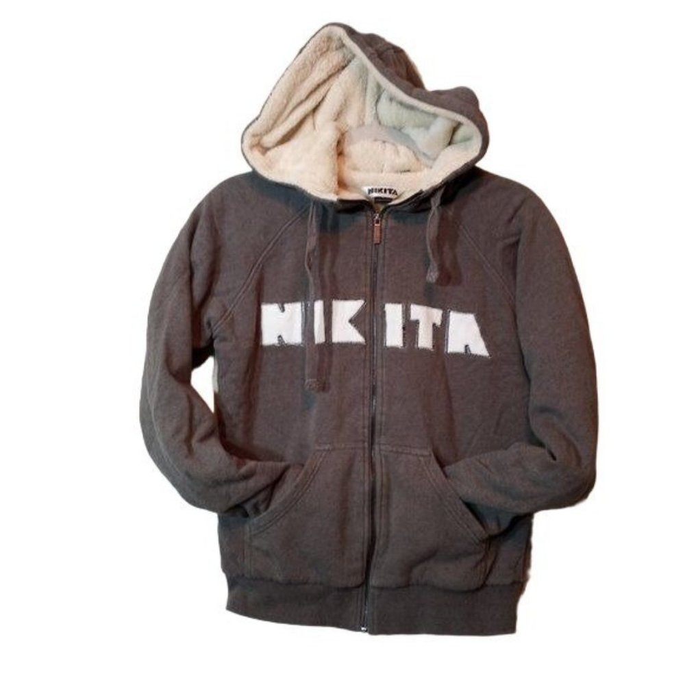 Nikita Snowboarder Street Wear Gray Sherpa Hoodie Jacket S - Picture 12 of 12